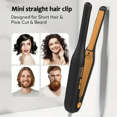 2-In-1 Mini Hair Straightener Curler, 5 Heat Level Control, Ceramic