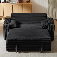 hansones 65'' 3-in-1 Folding Convertible Sofa Bed, Pullout Sofa, Modern Chenille Fabric, 360° Swivel Side Table, Easy Assembly,
