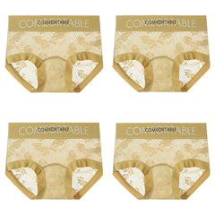 4PCS Women Seamless Panties Transparent Briefs Plus Size Lace Antibacterial Panties