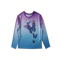 Plus Size 1XL-5XL Women's Fashion Round Neck Printed Long Sleeve T-shirt Top & Printed Pants Two Piece Set