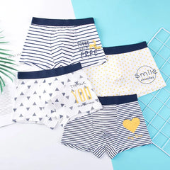 Kid Flat Angle Underwear 4pcs Boys Underwear 2-14 Year Old Student Cartoon Underwear Pure Cotton Children Underwear