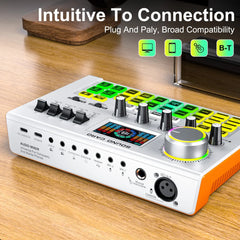 Tenlamp Y300-P15B Podcast Microphone Bundle with Live Sound Card Audio Mixer, 3.5mm Condenser Mic for PC Smartphone Gaming Streaming Singing YouTube Vlog Studio Recording
