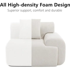 Heavy-Duty 122 Sectional Sofa with Ottoman, Premium Corduroy, 1200lbs Capacity, High-Density Foam (Beige, 3 Seater & 1 Ottoman)