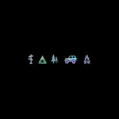Camping Icons Outdoor Campfire Hiking Die Cut Vinyl Decal Sticker for