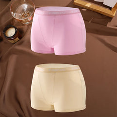 FINETOO 2Pcs/Set Low Waist Women's Underwear Cotton Boxer Plus Size Short Pants For Lady Sexy High Stretch Underwear S-XXL Brief