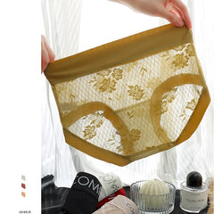 4PCS Women Seamless Panties Transparent Briefs Plus Size Lace Antibacterial Panties
