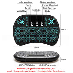 MRSVI i8™ Mini 2.4G Wireless Keyboard with Touchpad & 7-Color Backlit – Multi-Language, Air Mouse for TV Box & PC | FlipStylez LLC®
