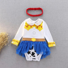 Baby Girl New Summer Bodysuit Cartoon Princess Jumpsuit Children's Long Sleeved Infant Girls Halloween Role Play Clothing H3924