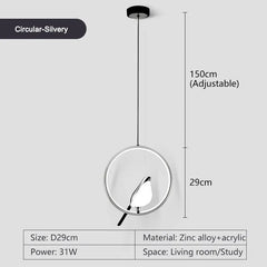 Rotatable Magpie Bird LED Pendant Light for Bedside Bedroom Indoor Gold Silver Hanging Lighting Chandelier Lamps Foyer AC85-265V