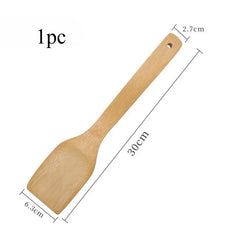 3pcs/set Bamboo Non Stick Frying Pan Spatula Rice Spoon Spatula High Temperature Resistant Cooking Tool Home Supplies