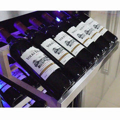 High-end Stainless Steel Wine Cooler Beech Wood Display Shelf Beverage Fridge for Vintage Wine Storage Home Bar Club Pro