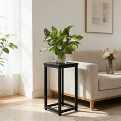 Metal Plant Stand, 40cm Tall Modern Square Plant Pedestal Stand, Heavy Duty Indoor Flower Pot Holder for Living Room Balcony Cor