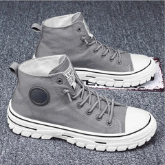 Men's Canvas Shoes Male High Top Casual Breathable Sports Shoes Gray Skateboarding Vulcanized Shoes Comfort Sneakers 2025 New