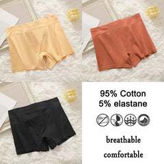 3Pcs Women Cotton Safety Short Seamless Boxer Briefs High Waist Soft Skin Friendly Ladies Anti-Ride Leggings Under Dress Panties