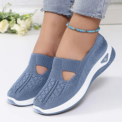 Womens Spring Summer Knit Slip On Sneakers Breathable Mesh Casual Shoes with Arch Support Machine Washable Multi Colors