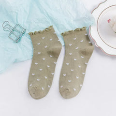 Ruffle Socks Women White Black Frilly Lolita Style Japanese Maiden Cute Kawaii Cotton Harajuku Princess Crew Socks Calcetines