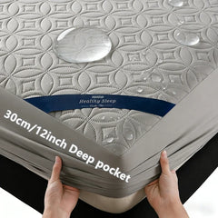 Ultrasonic Quilted Waterproof Antibacterial Mattress Protector Breathable Ultra Soft Noise Free 30CM Deep Pocket Fitted Sheet