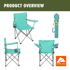 Quad Folding Camp Chair with Cup Holder, Green Sea
