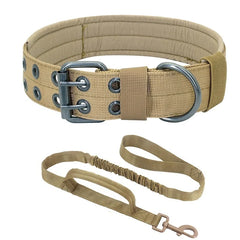 Adjustable Sturdy Tactical Dog Collar with Leash Set for Medium to Large Dogs Anti-Bite Durable Neck Collar For Strong Dogs