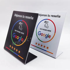 13.56Mhz Programmable Google Review Card NFC Station Table NFC Google Reviews Display Card Standing Déjanos Tu Reseña
