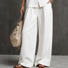 Outfits For Women 2 Piece Set Single-breasted Vest Pocket Solid Color Top Women Pocket Wide-leg Trousers Women's New Summer Suit