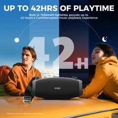 W-KING X10 Bluetooth Speaker, 120W Max Portable Loud Speakers Wireless Bluetooth Boombox, 70W IPX6 Waterproof Outdoor Party Large Big Speaker, Triple Passive Radiator/Subwoofers*2-Deep Bass/42H/TF/AUX/EQ