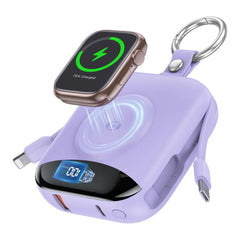 10000mAh 22.5W Fast Charging Power Bank with Built-in Cables, 4-in-1 Portable Charger with LED Display Keychain for IWatch Phone