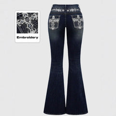 2026trendy Y2K Style Flare Jeans for Women Dark Wash Skinny Fit with
