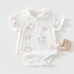AYNIGIELL Summer Pure Cotton Clothes Newborn Baby Girls Boys Romper Cotton Short-sleeved Bodysuit Infant Baby Clothes