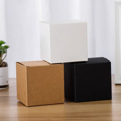 20/50/80Pcs Multi Size Square Kraft Gift Box Black White Brown Fold Packaging Gift Box Proposal Box For Bridal Birthday Party