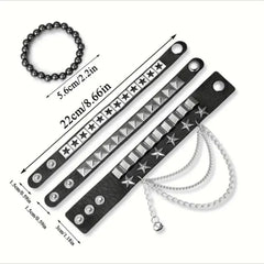 4pcs/set Gothic Punk Rock Square Rivet Bracelet Daily and Party Gothic