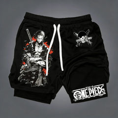 ONE PIECE Anime Roronoa Zoro Printed Sports Shorts 2026 Summer New Unisex Y2K Quick Drying Breathable 2-in-1 Beach Shorts