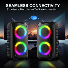 ZNLYRION HY-3317 Portable Bluetooth Karaoke Speaker Dual 3 Inch 10W RGB Ring Light TWS Wireless Stereo Speaker With Wired Mic 2400mAh Rechargeable Battery
