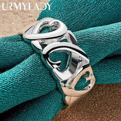 URMYLADY 925 Sterling Silver Love Heart 6-10# Ring For Women Wedding Party Fashion Charm Jewelry