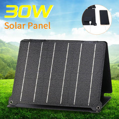 Foldable Solar Panel 5V/12V USB Portable Waterproof Cell Phone Power Pack Outdoor Battery Charger for Hiking Camping 30W