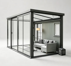 Modern Windproof Aluminum Sunroom Full Thermally Insulated Glass Outdoor Garden Room Weatherproof Greenhouse Cabin