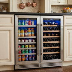 30 Inch Wine Cooler Refrigerator Stainless Steel Glass Door Embedded in The Wine Cabinet, built-in under Counter Beverage Wine Cooler
