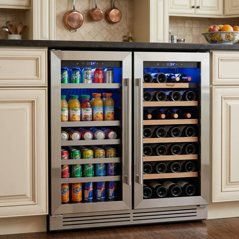 30 Inch Wine Cooler Refrigerator Stainless Steel Glass Door Embedded in The Wine Cabinet, built-in under Counter Beverage Wine Cooler