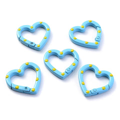 5pcs Multicolor Metal Heart Ring Spring Clasp Carabiner Keychain Clips Hook Dog Chain Diy Jewelry Buckle Connector Supplies