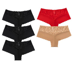 BZEL 5PCS/Set Women's Panties Sexy Lace Underwear Fashion Printing Woman Boxers Comfortable Lingerie Breathable Female Boyshorts