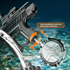 UZI Electric Water Gun with Lights Cool Electric Continuous Firing and Reloading Summer Water Play Kid’s Adult Toy Water Gun