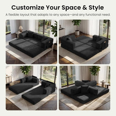 78.8" Convertible Futon Sofa Bed, Boneless Couch for Living Room | Corduroy Boneless Loveseat Sleeper Sofa, Modular, Customized