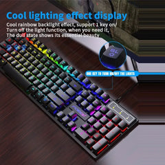 Kebidumei™ 104-Key Backlit Mechanical-Feel Wired Gaming Keyboard & Mouse Set – 3-Color Rainbow Backlit, Waterproof, Laser-Engraved Floating Keycaps, USB, PC & Laptop | FlipStylez LLC®