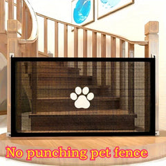 Non-Punch Retractable Pet Fence, Adjustable Portable Safety Gate, Indoor Outdoor Isolation Barrier for Dogs & Cats