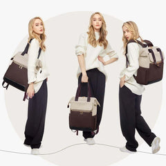 Cream Color Women Travel Laptop Backpack Large Capacity Multi-Piece Luggage Bag Simple Versatile Shoulder School Bag Travel Bags