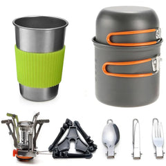 Camping Cookware Kit with Stove Outdoor Cooking Set Outdoor Pot Travel