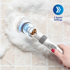Electric Spin Scrubber Cordless Cleaner 9 Brush Heads Adjustable Handle 2 Speed USB-C Rechargeable IPX7 Waterproof for Bathroom