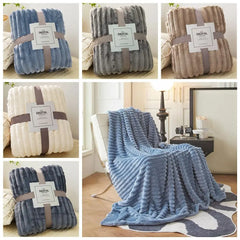 New Double Sided Warm Blanket Skin-Friendly Warm Conditioning Quilt Ultra Soft Solid Color Striped Blankets