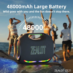 ZEALOT-ZE21 250W Big Power Wireless TWS Subwoofer Bluetooth Speaker High Volume Waterproof Portable Mobile Power HIFI Sound