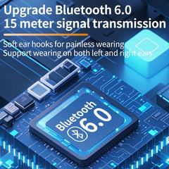 Bluetooth 6.0 Earphone HiFi Stereo Music Earbuds 270° Rotation Ear Hook Headphone LED Display Waterproof Noise Reduction Headset